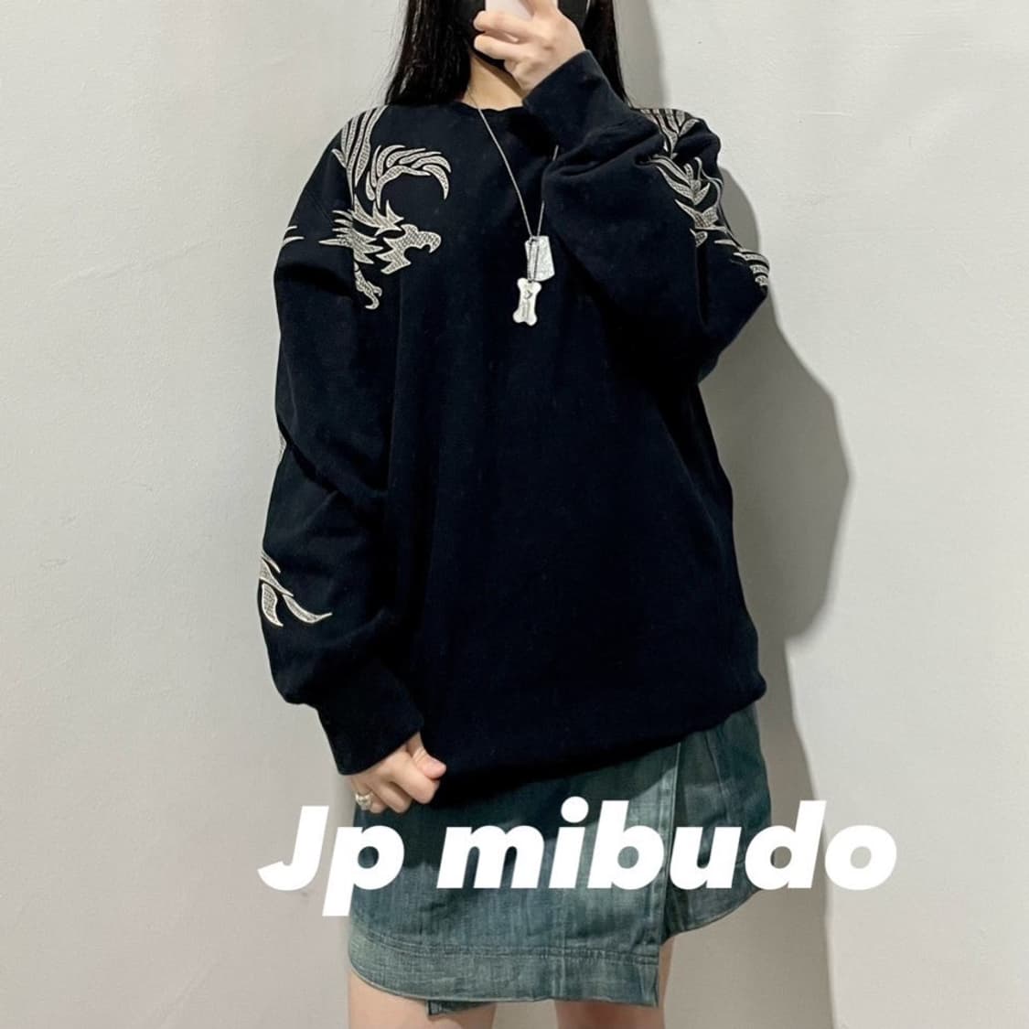 Jp mibudo 리버스위브 프린팅 맨투맨 상품이미지1