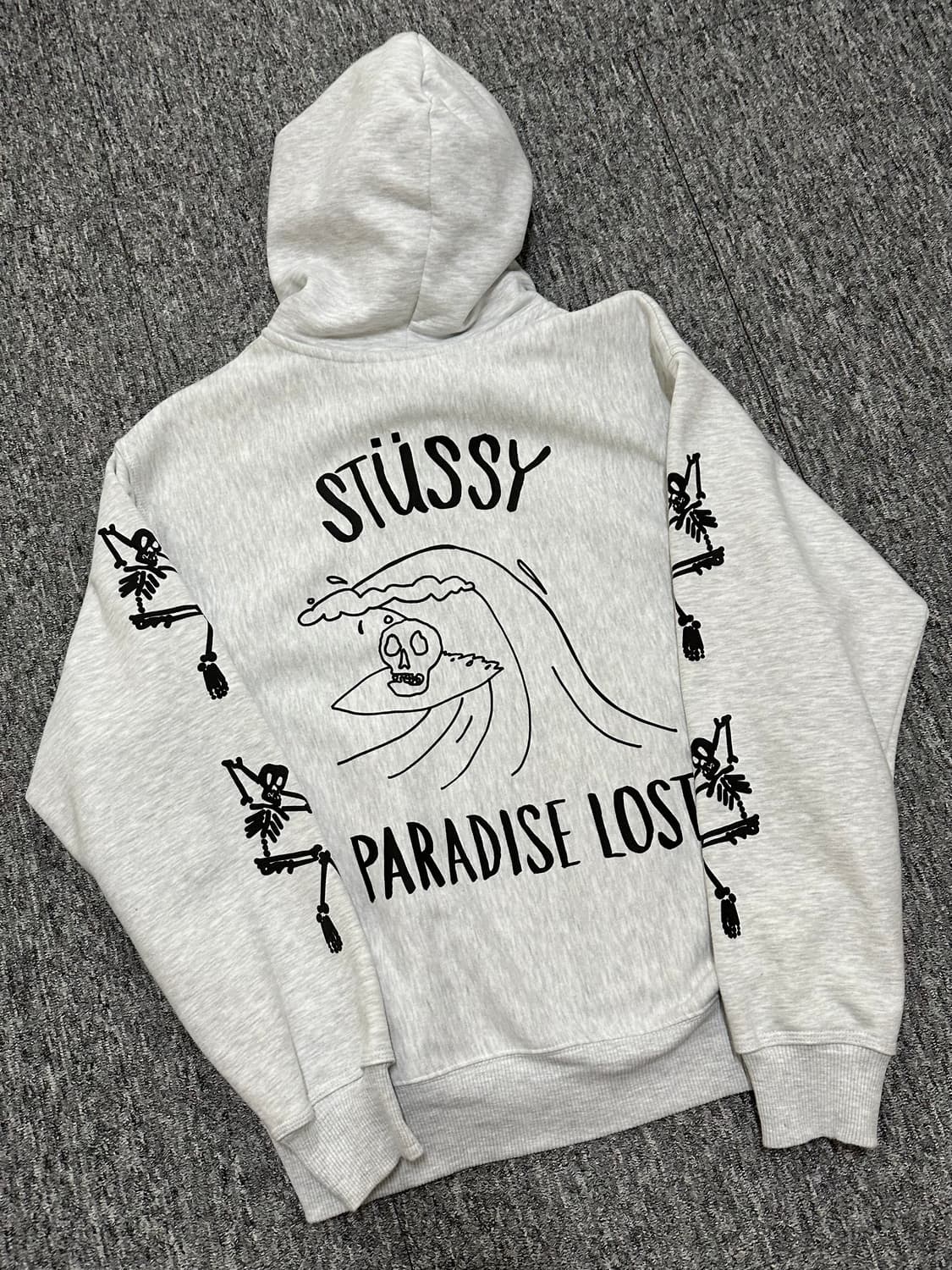 스투시 stussy 후드집업 애쉬 헤더 파라다이스 해골 상품이미지1