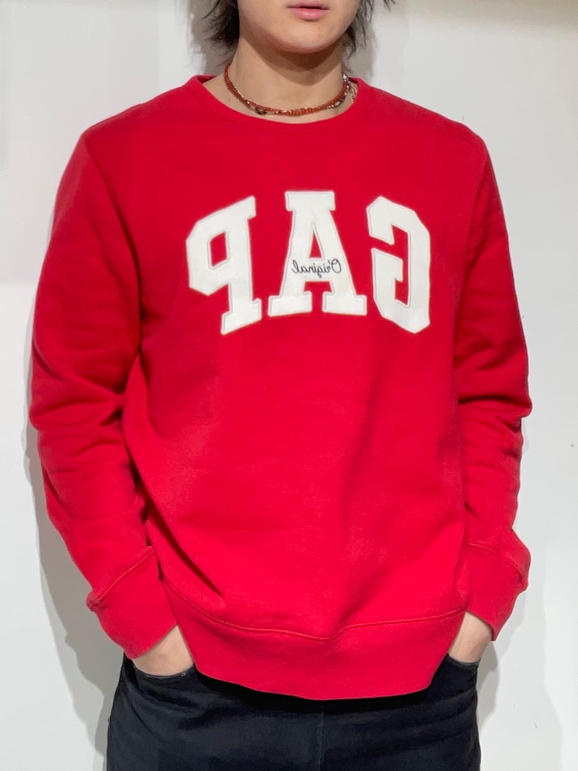 갭 빅로고 레드 스웻셔츠 상품이미지1