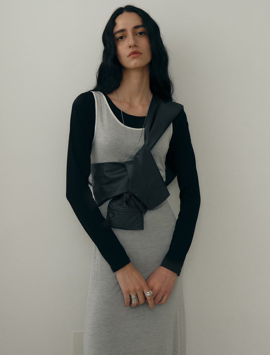 로우타이드 LEATHER SHIRT TOTE BAG [BLACK] 상품이미지6