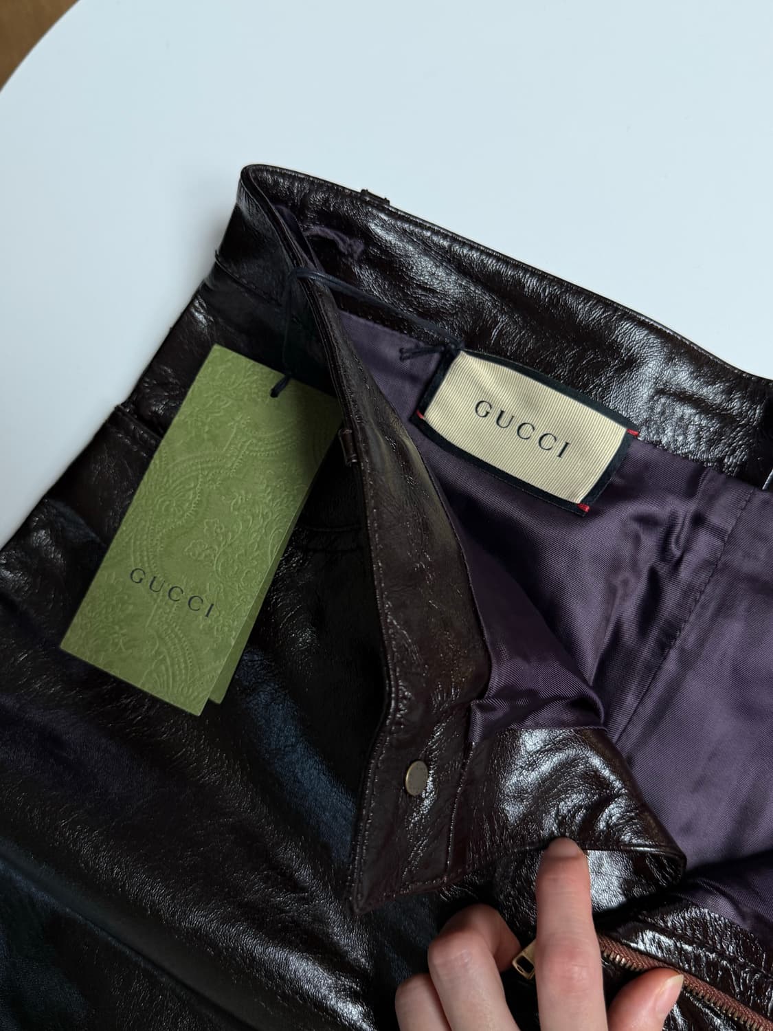 구찌 정품 브라운 레더 팬츠 (46) 상품이미지9