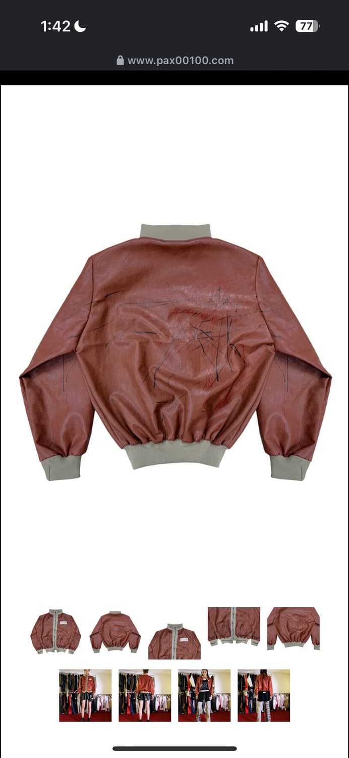 Brown Leather Zip-Up Jacket with P-Pocke 상품이미지2