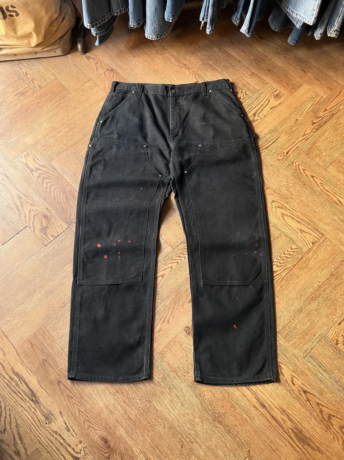 [38]칼하트 Made in USA 블랙 더블니 워크팬츠 상품이미지1