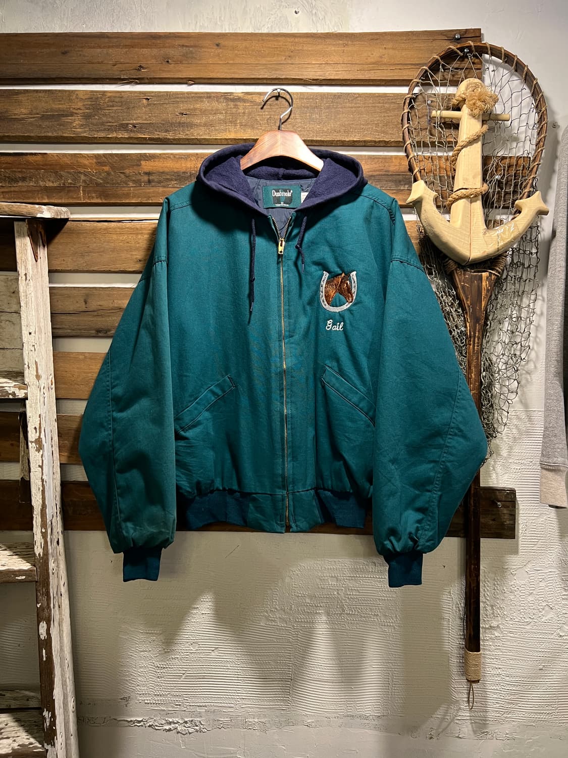[M]90's Dunbrooke Made in USA 그린 후드 워크자켓 상품이미지7