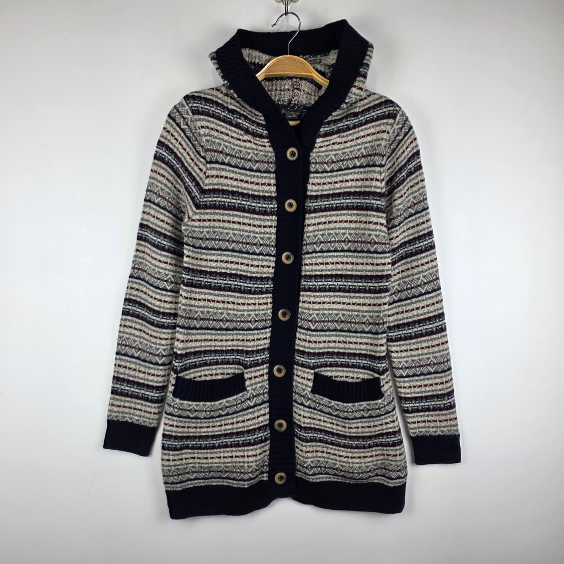 Eddie Bauer 노르딕 패턴 후드 롱가디건 상품이미지1