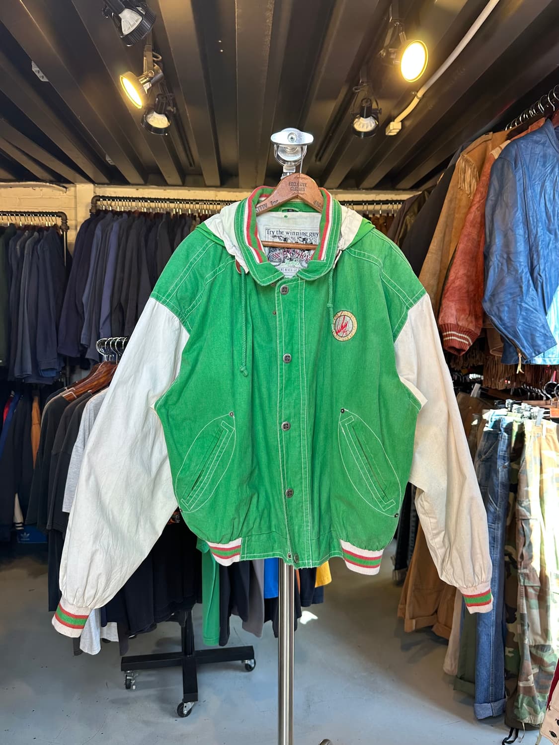 90s Why Sky 후드 바시티 자켓 상품이미지1