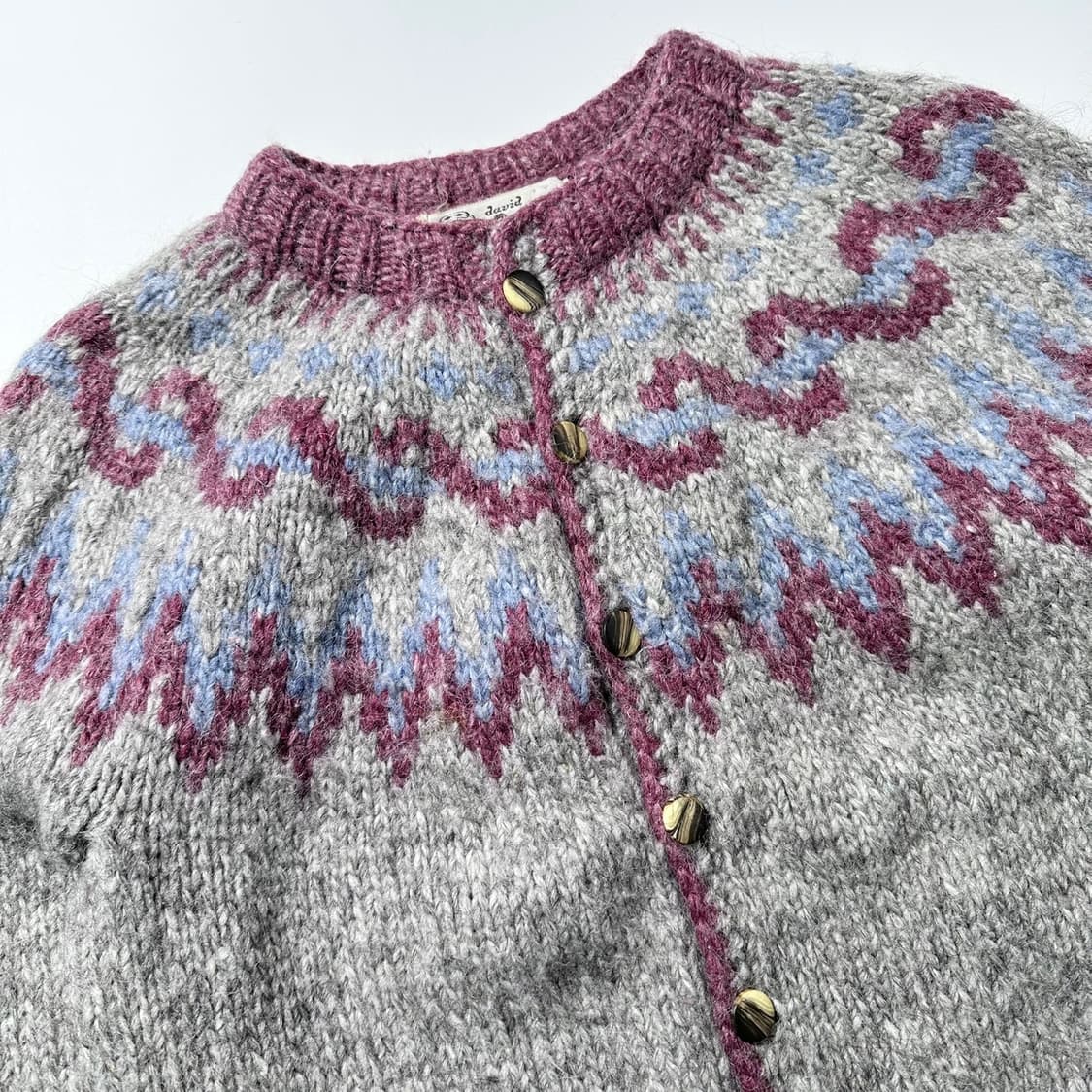 DavidGrains 90’s 코위찬 노르딕패턴 라운드넥 핸드니트 가디건 상품이미지3