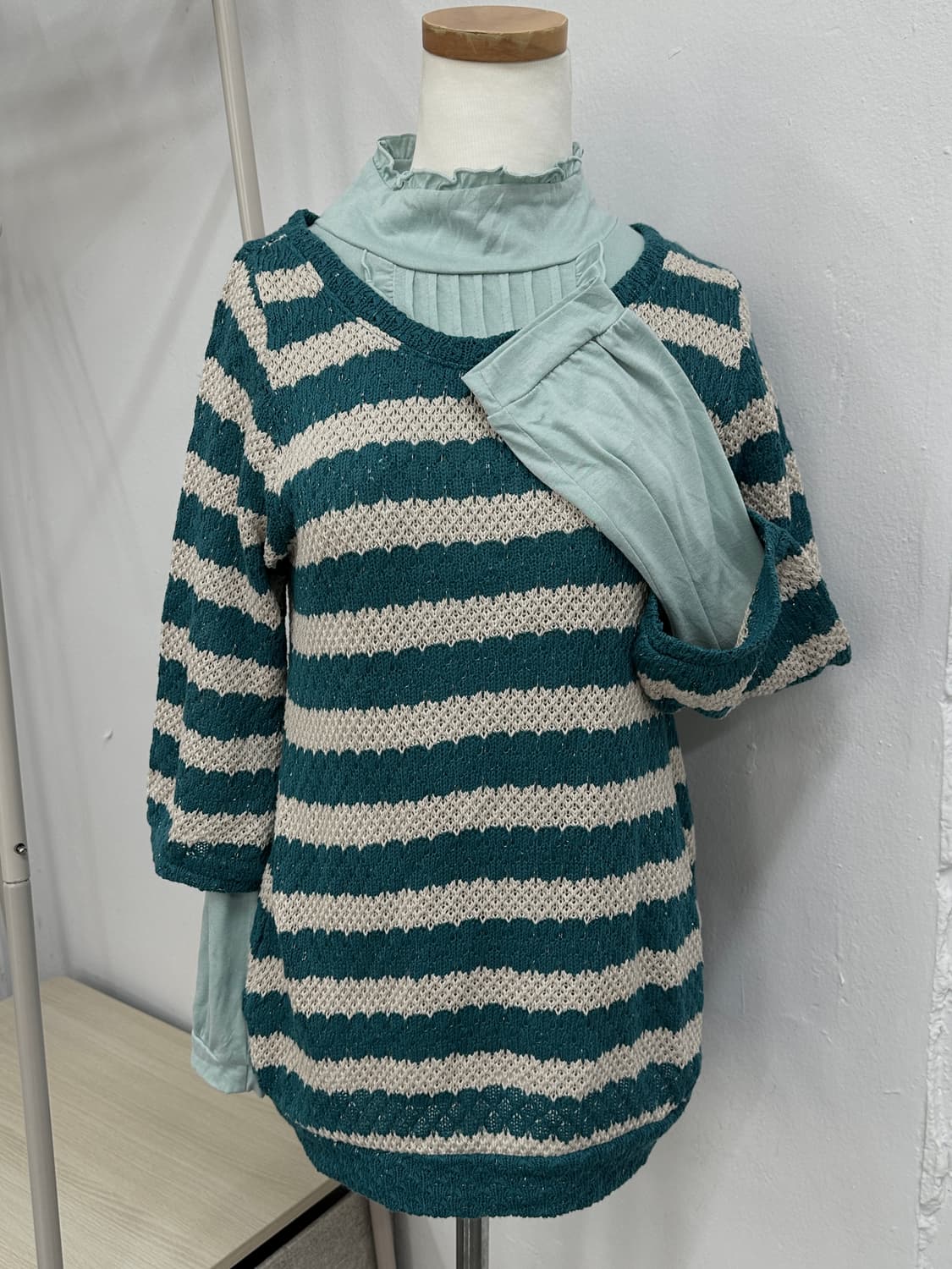 🩵하구미의 민트맛 코디세트🩵 모리걸 벌룬 니트 블라우스 프릴  상품이미지6