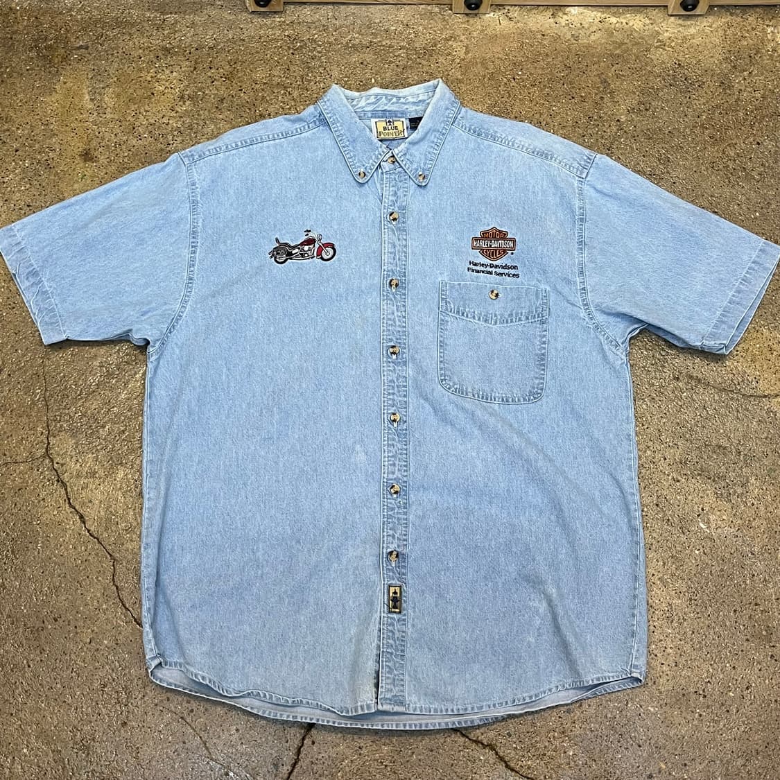 미국 빈티지 할리 데이비슨 데님 반팔 셔츠 상품이미지1