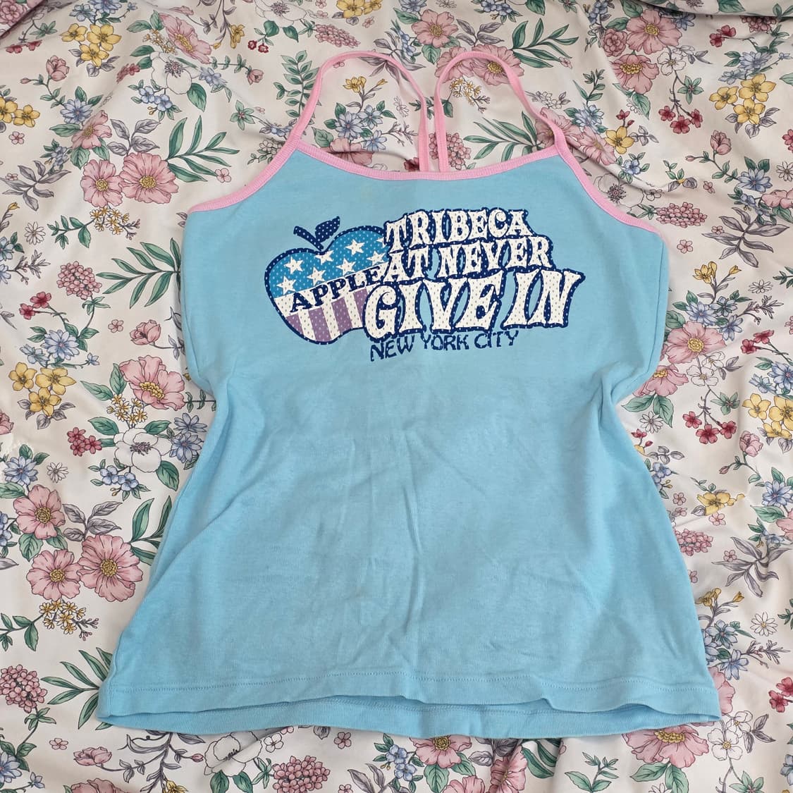 일본빈티지)애플 블루x핑크 y2k 히메오네갸루 홀터넥 슬리브리스민소매 상품이미지3