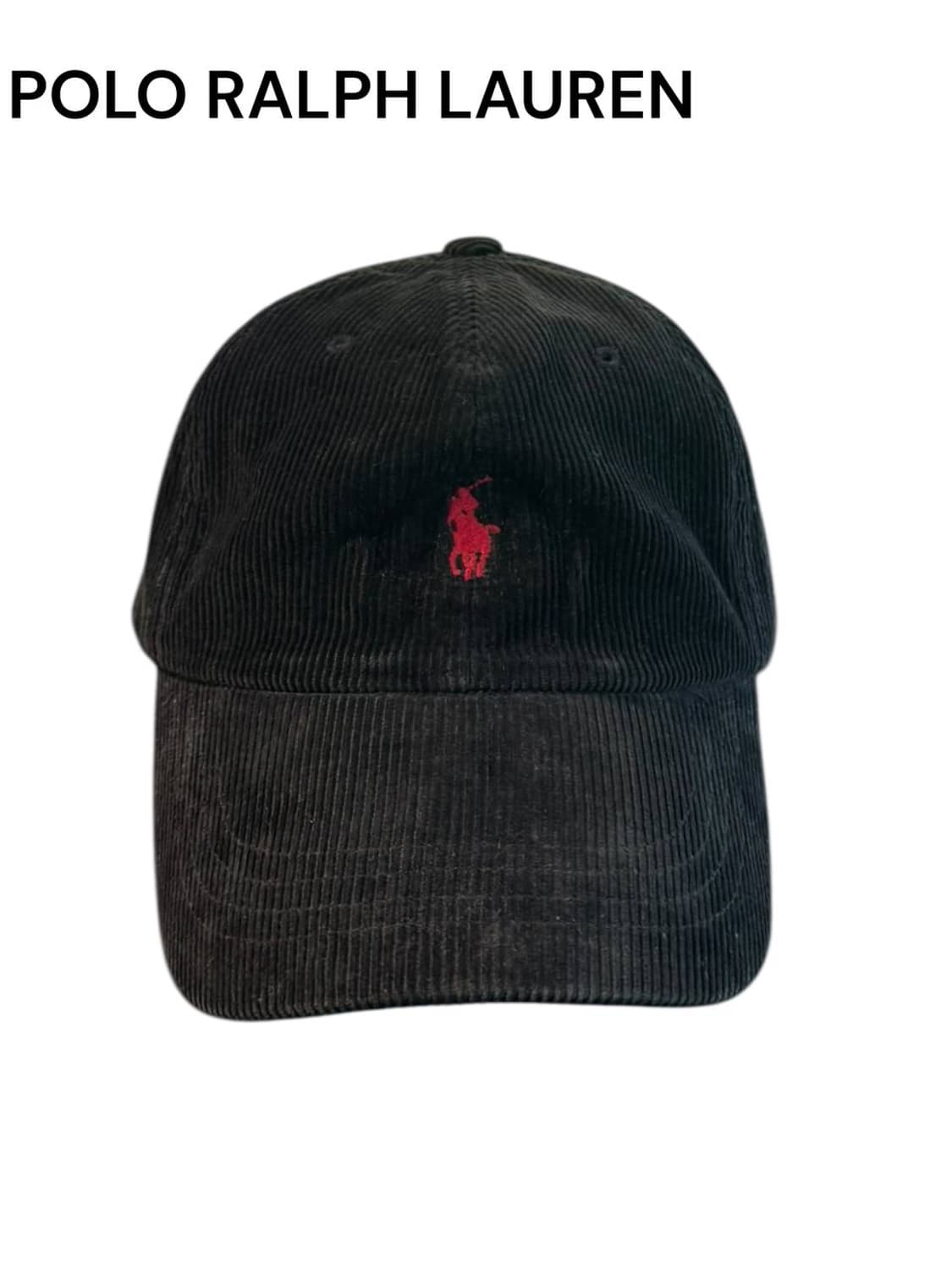 폴로 랄프로렌 코듀로이 블랙 레드 자수 볼캡 모자 상품이미지1