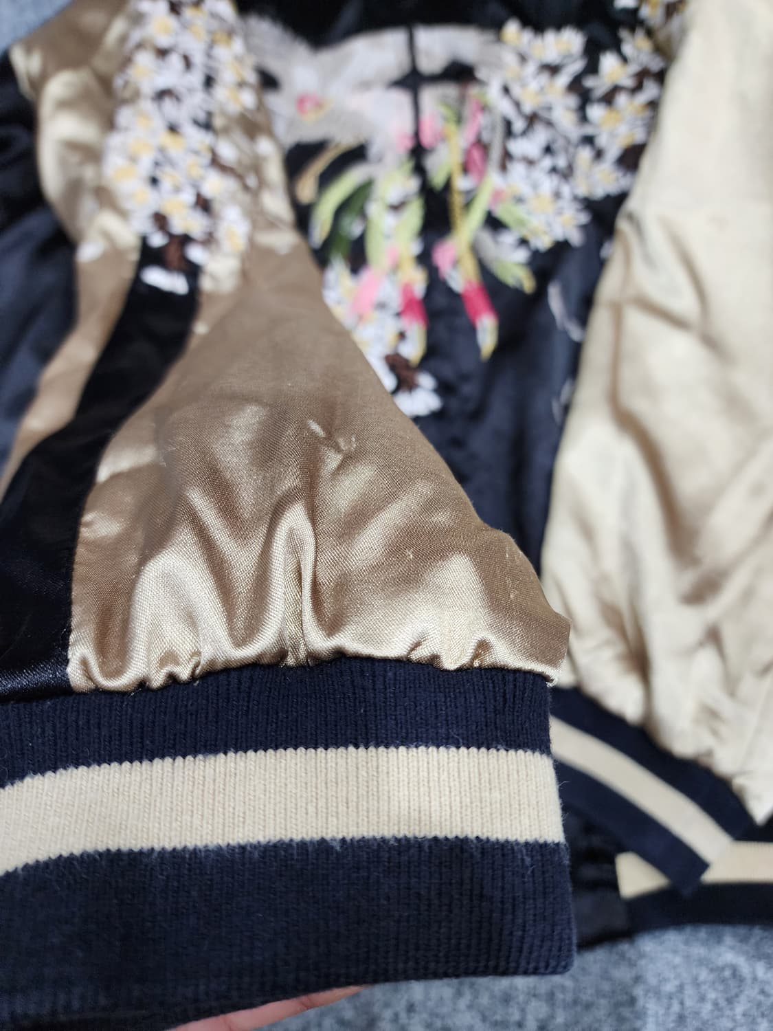 빈티지 동양풍 봉황 사쿠라 자수 리버시블 양면 스카쟌 자켓 XL 상품이미지7