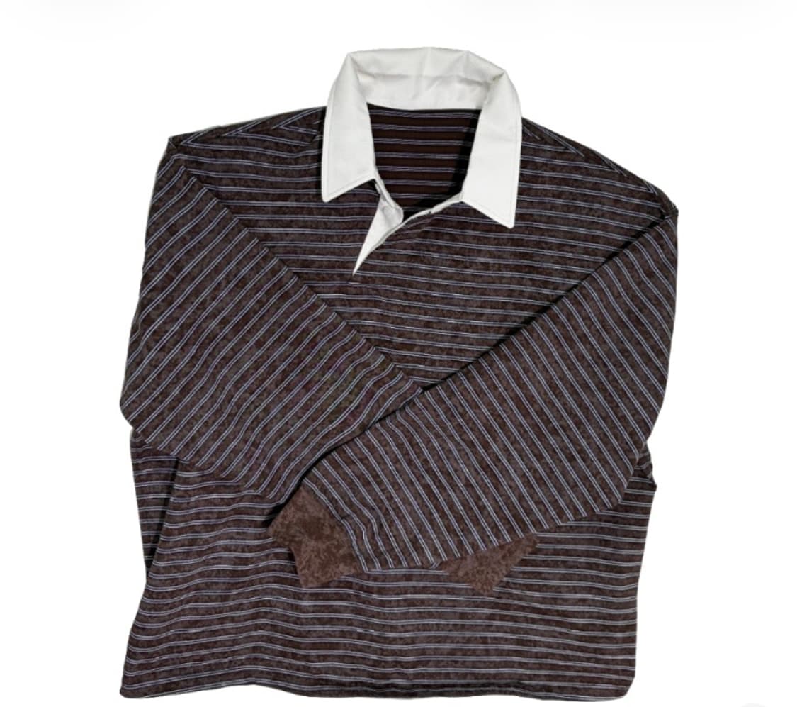 [2] 논노드 바이어스 폴로 셔츠 브라운 상품이미지1