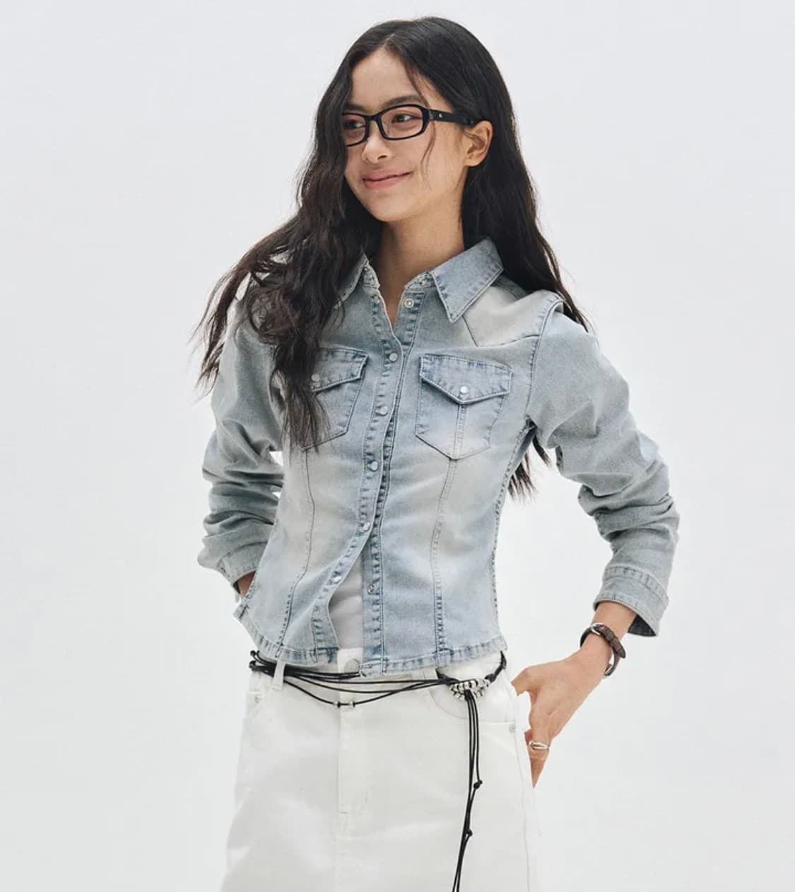 Western Slim Denim Shirts DCWSH003LIGHTB 상품이미지1