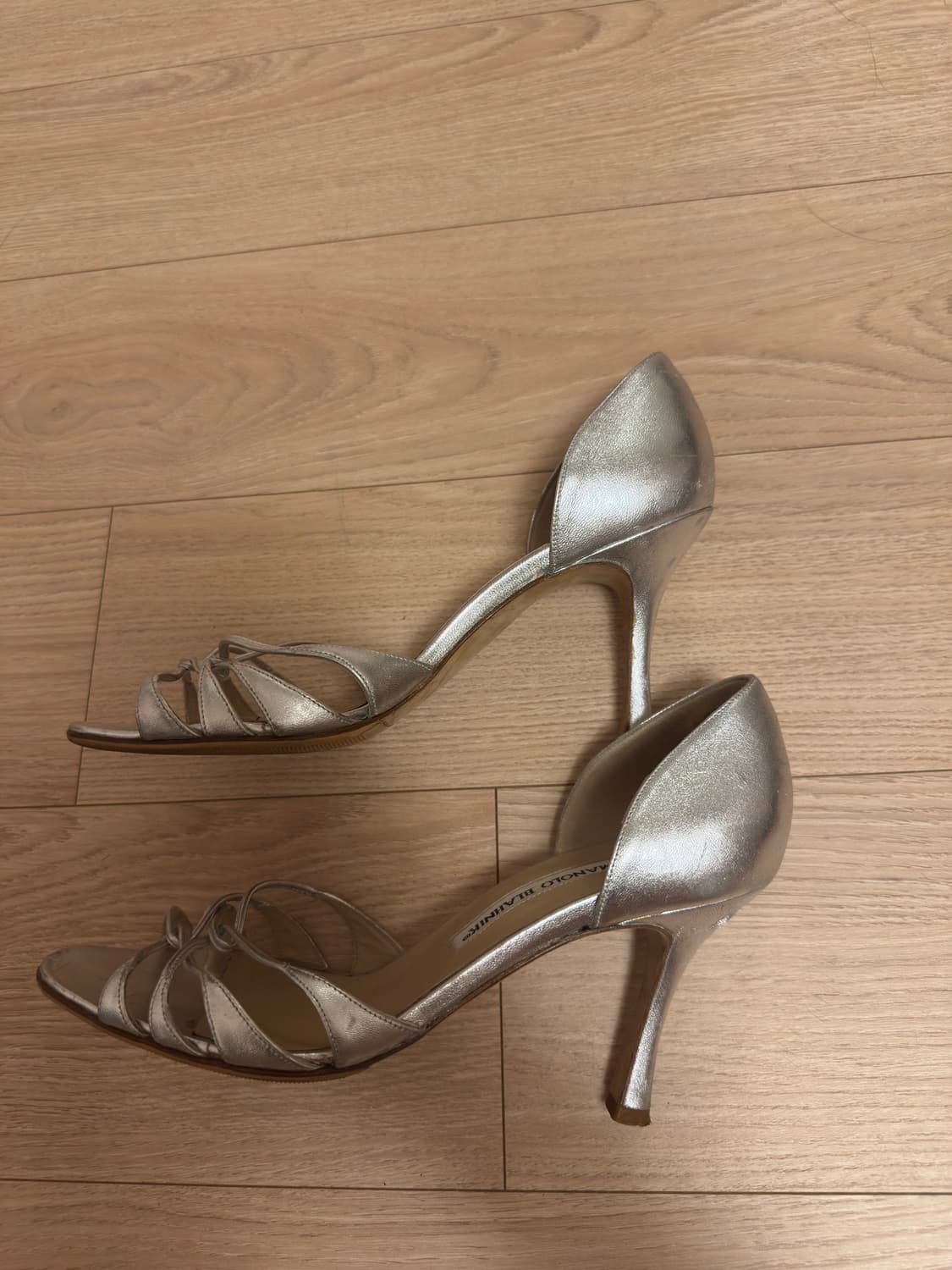 Manolo Blahnik 실버 오픈토 상품이미지3