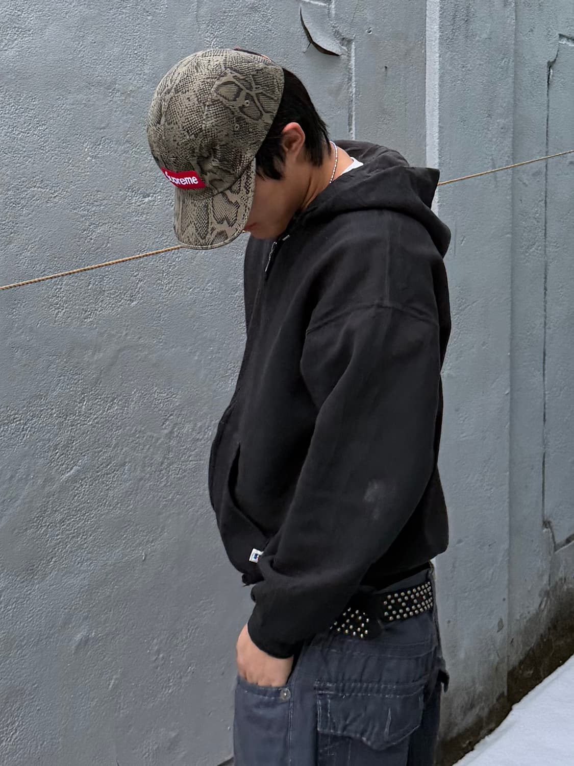 90‘s 러셀 후드집업 블랙 상품이미지2