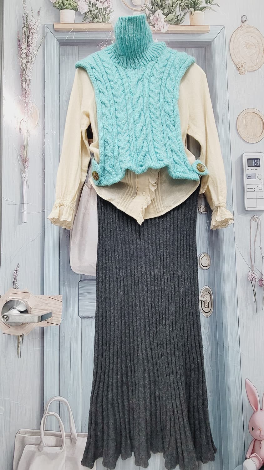 핸드메이트 케이블 니트. 수입 캐시미어 니트스커트 상품이미지3