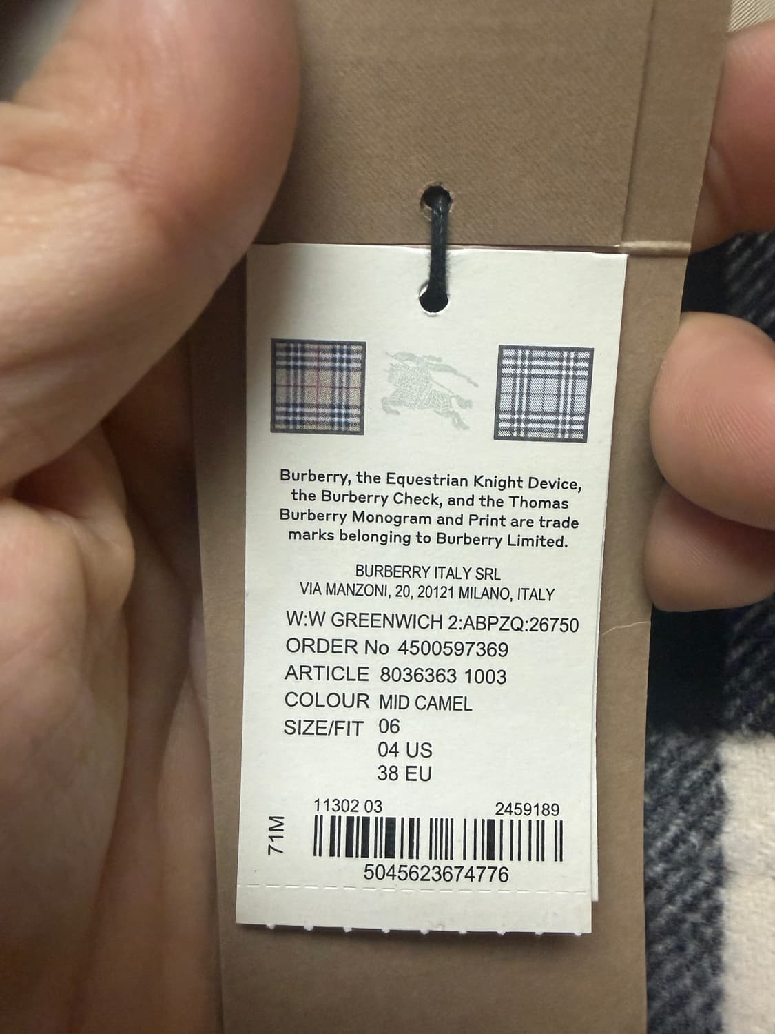 버버리 그리니치 더플코트 미드 카멜 06사이즈 새제품 상품이미지4