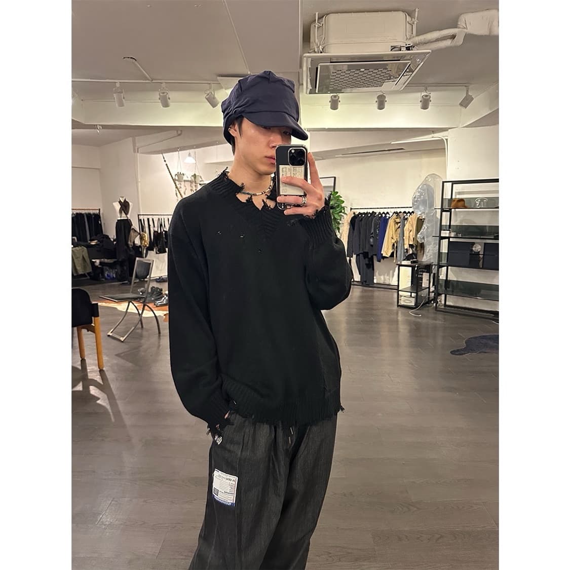 요지야마모토 디스트레스드 니트 상품이미지4