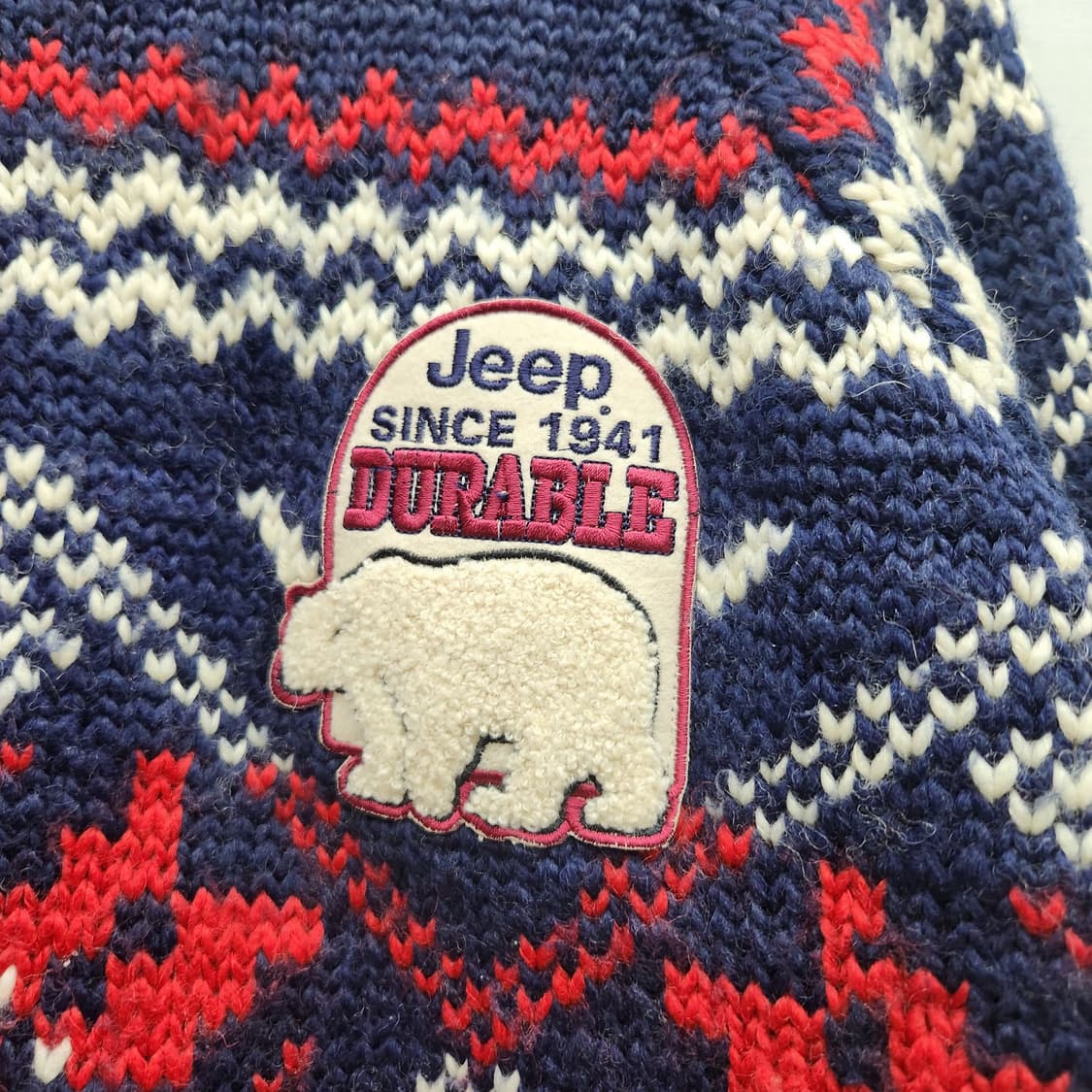 JEEP 지프 로고 자수 코위찬 니트 M(L)남여공용 상품이미지3