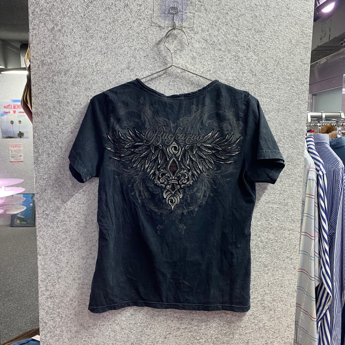 버커루 40수 빈티지 등판메쉬 헨리넥 반팔 티셔츠 B4616  상품이미지4