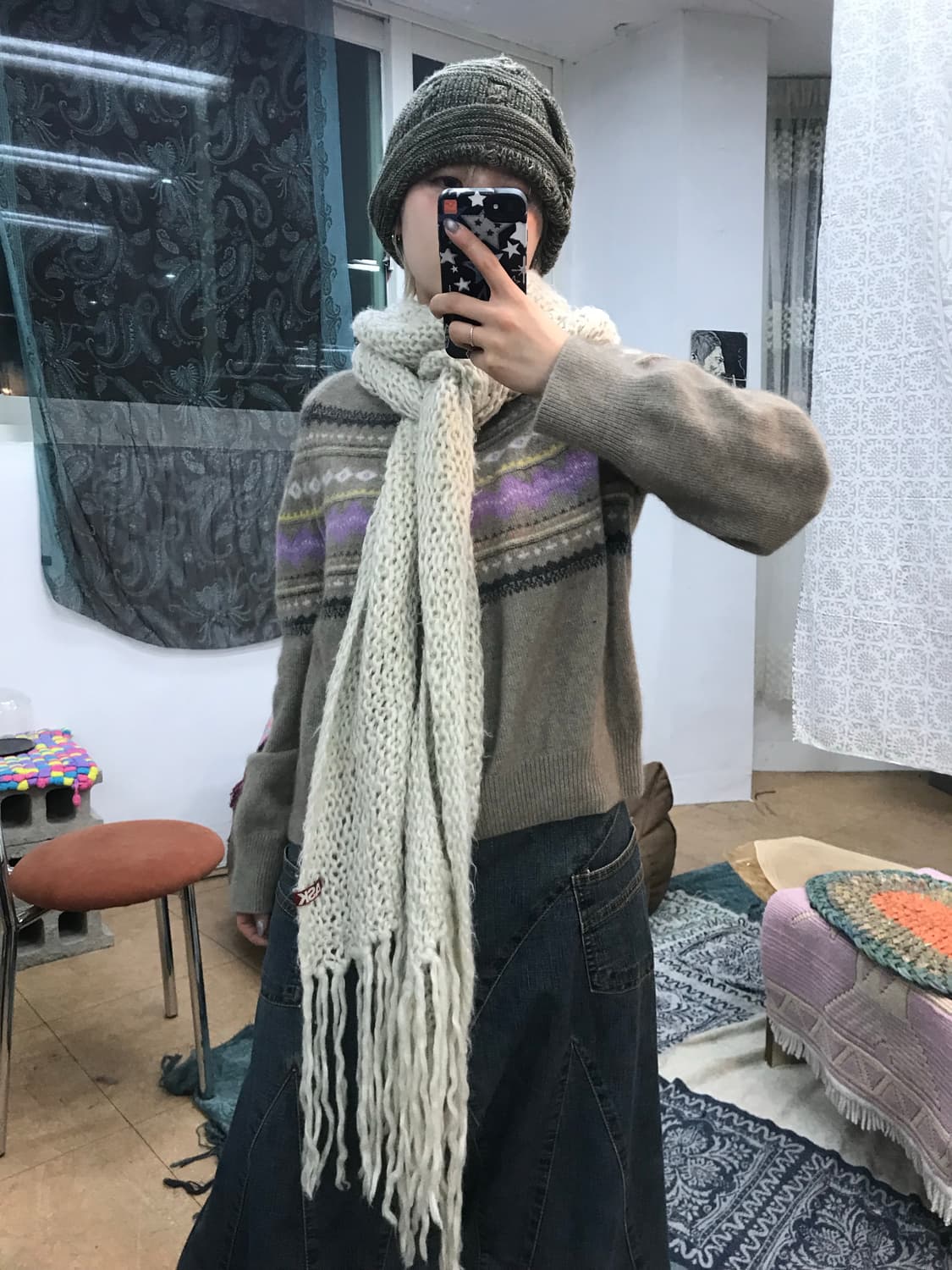 에스크 ask 케이블 니트 머플러 목도리  상품이미지1