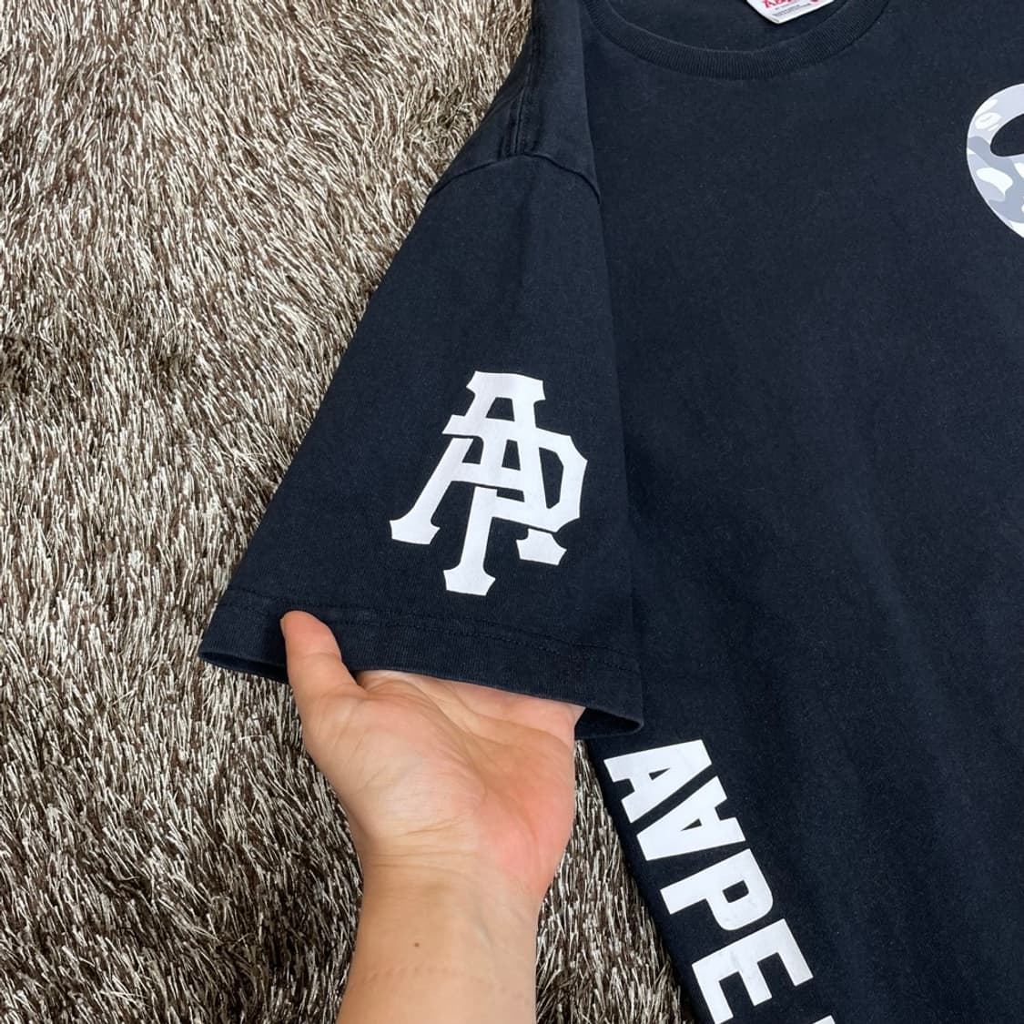 에이프 AAPE  베이프 블랙 프린팅 로고 반팔 티셔츠 S 상품이미지4