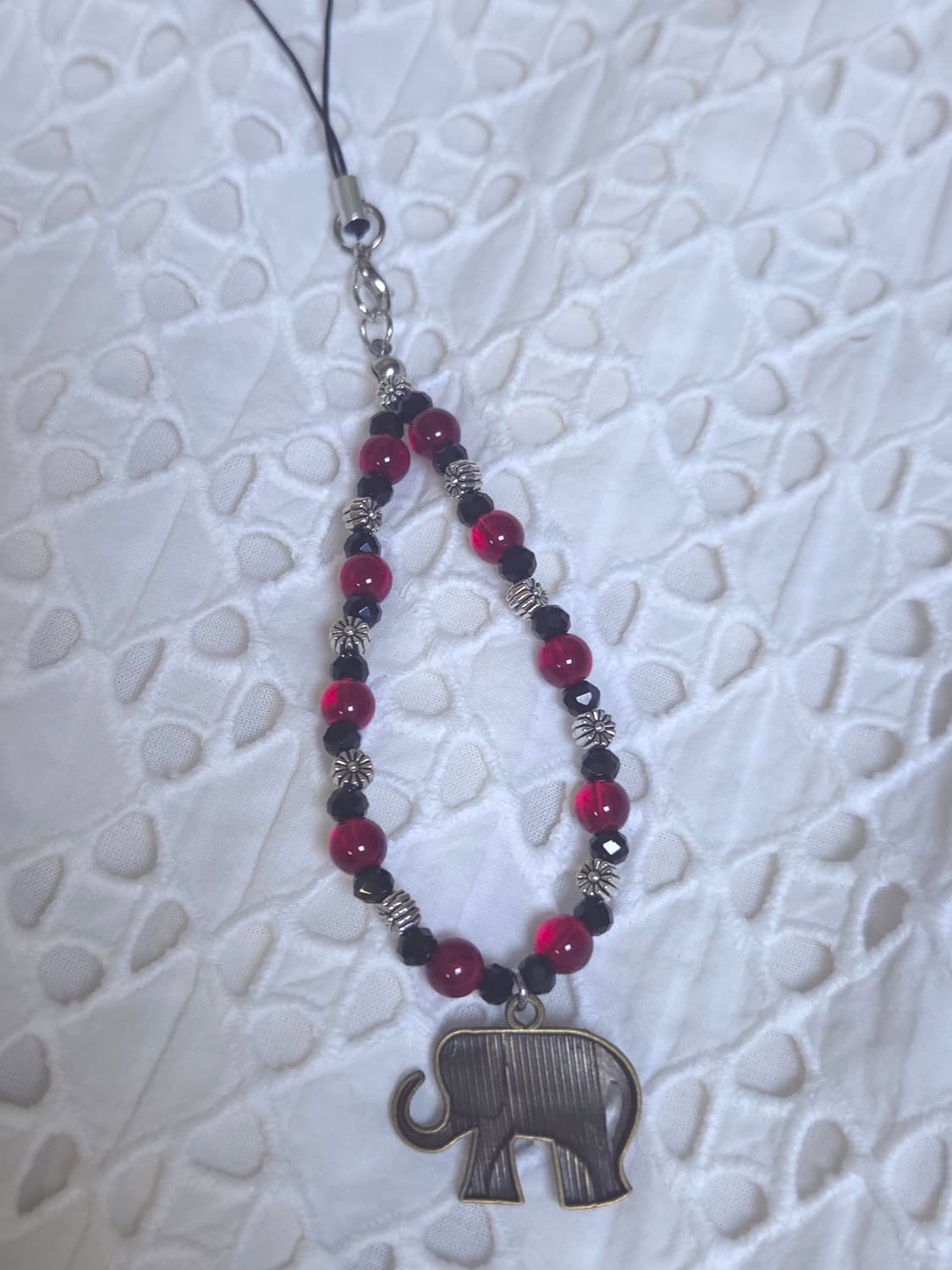 [핸드메이드] 코끼리 핸드폰 줄 키링 (빨강) 상품이미지2