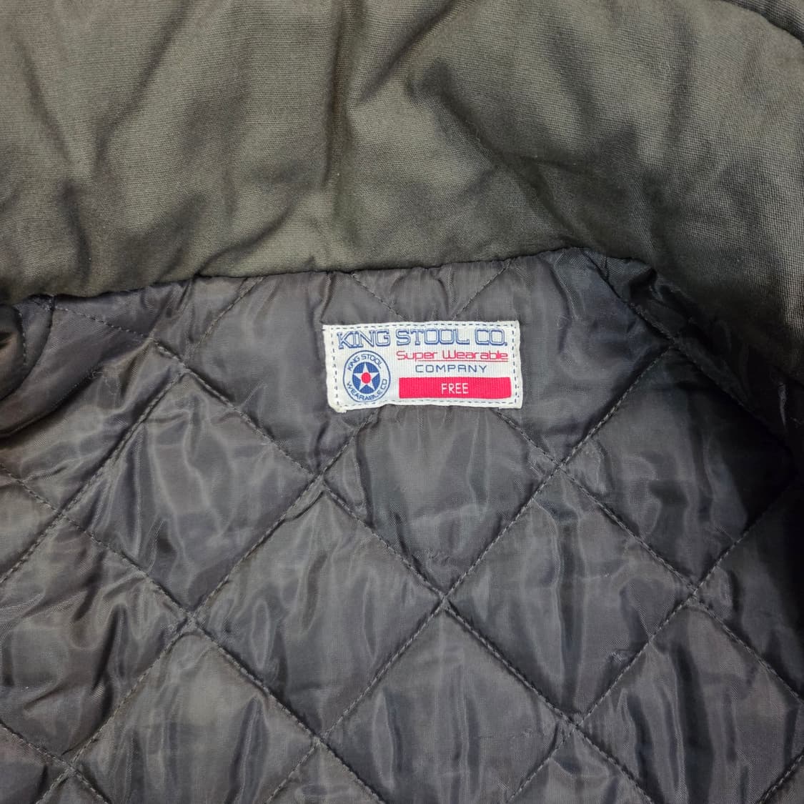 킹스툴 카키색 오버핏 야상 개파카 점퍼 상품이미지5