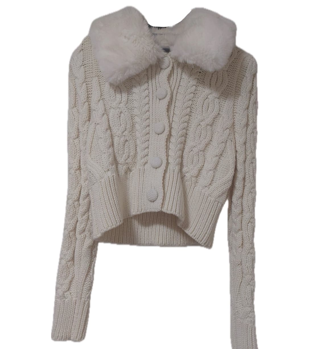 퍼 카라 꽈배기 가디건 상품이미지1