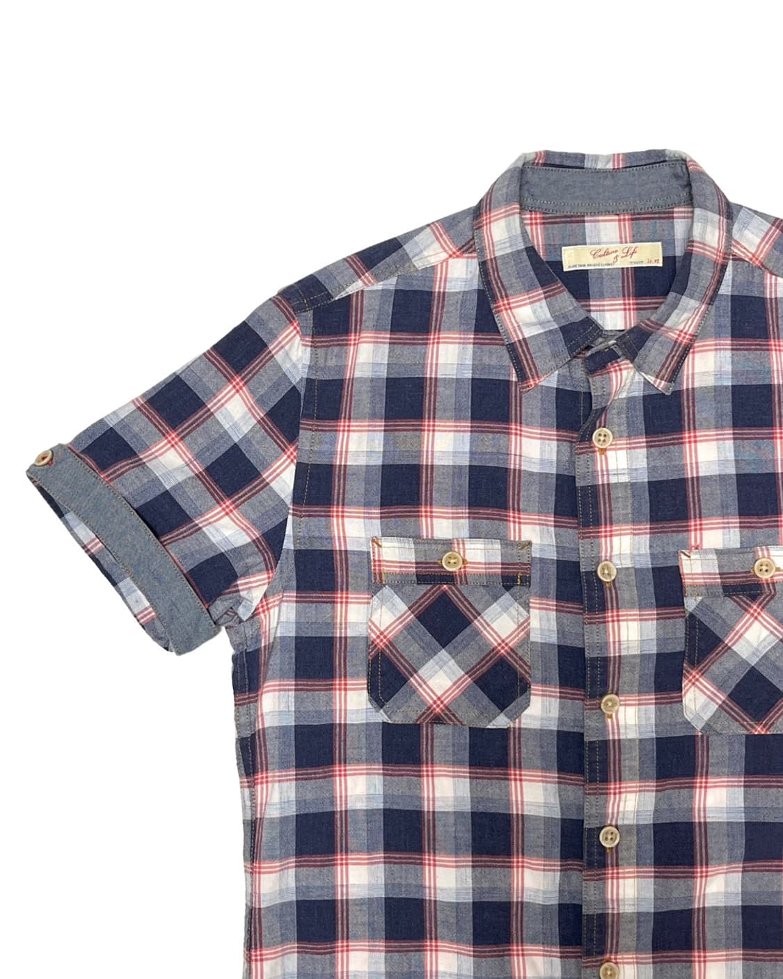 Denim red point check shirt 상품이미지2