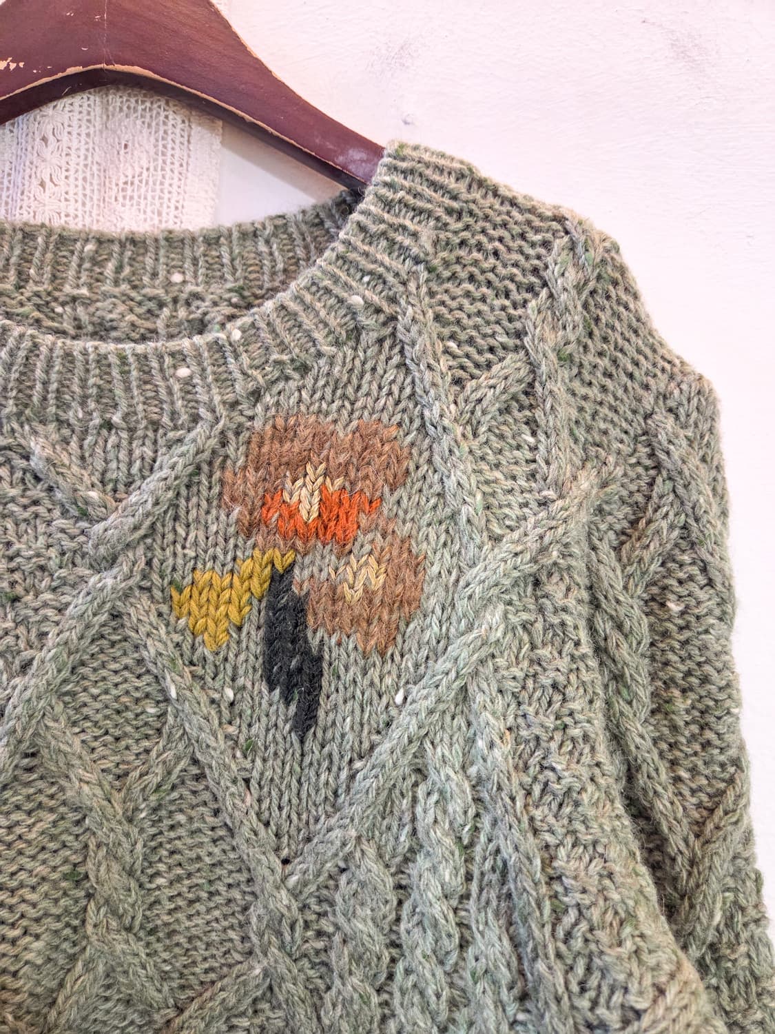 그리너리 패턴 크롭 니트 상품이미지2