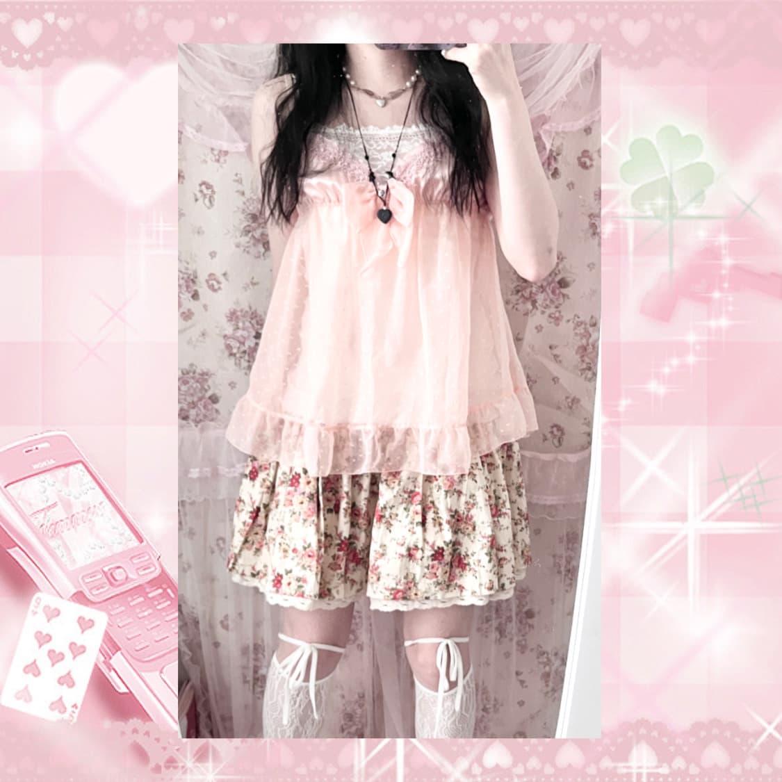 Vintage apricot cutie ribbon s 상품이미지3