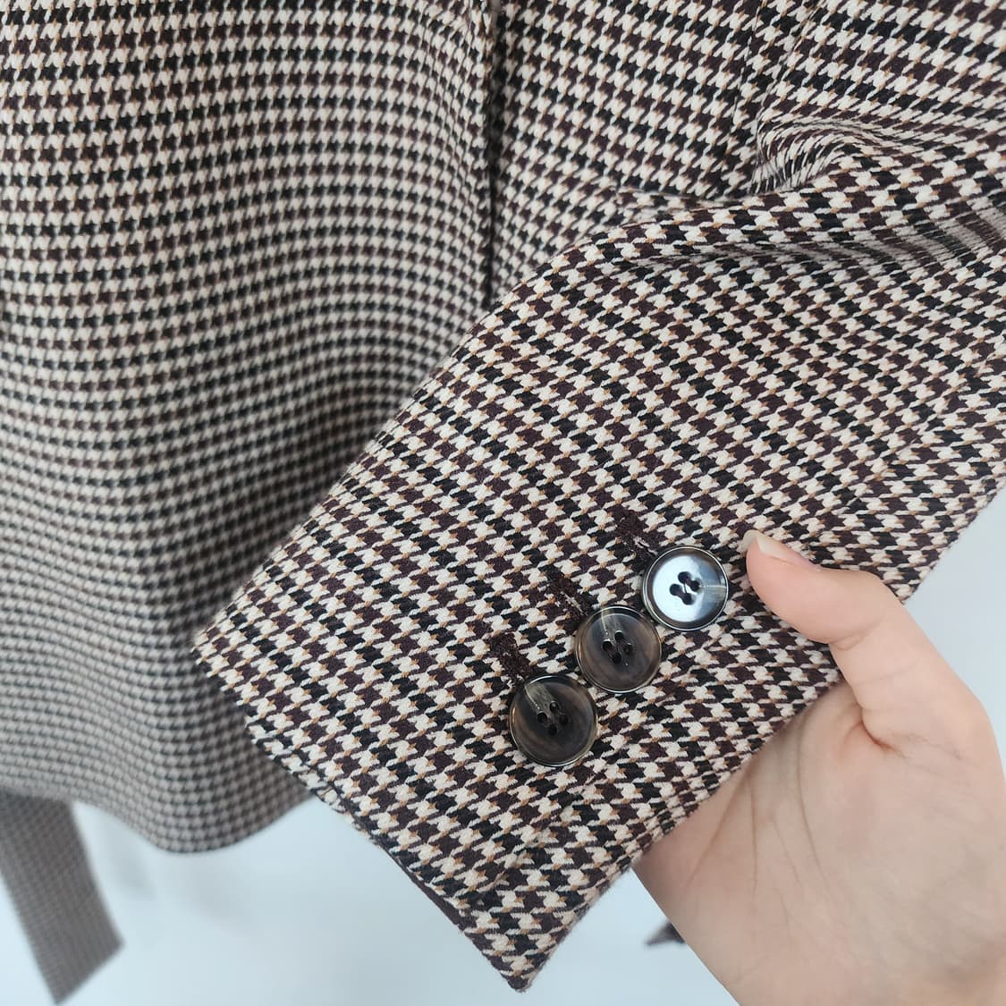 A+G 하운드투스 체크 벨트 자켓 상품이미지4