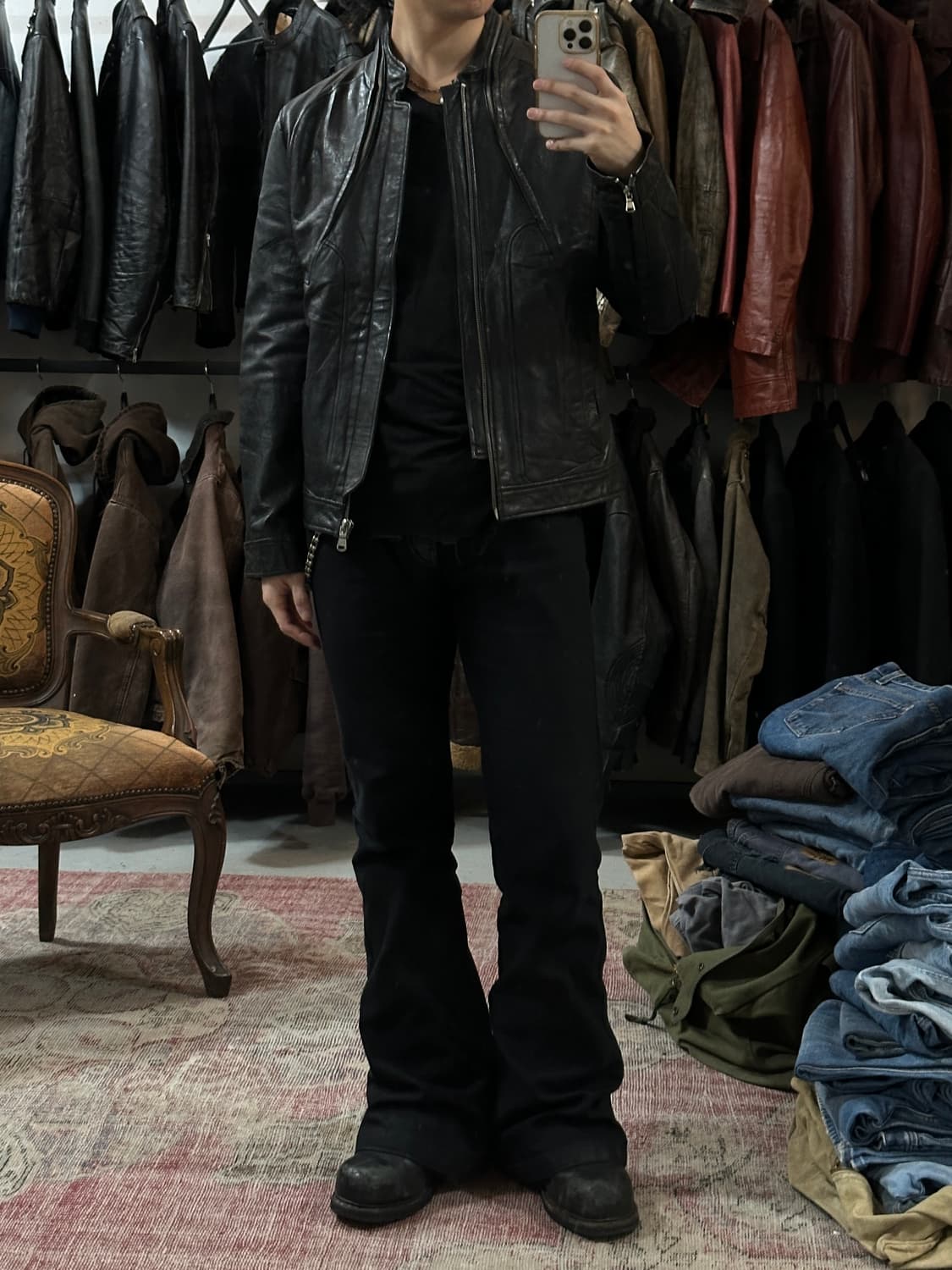 Unknown 더블짚 빈티지 레더 자켓 상품이미지10