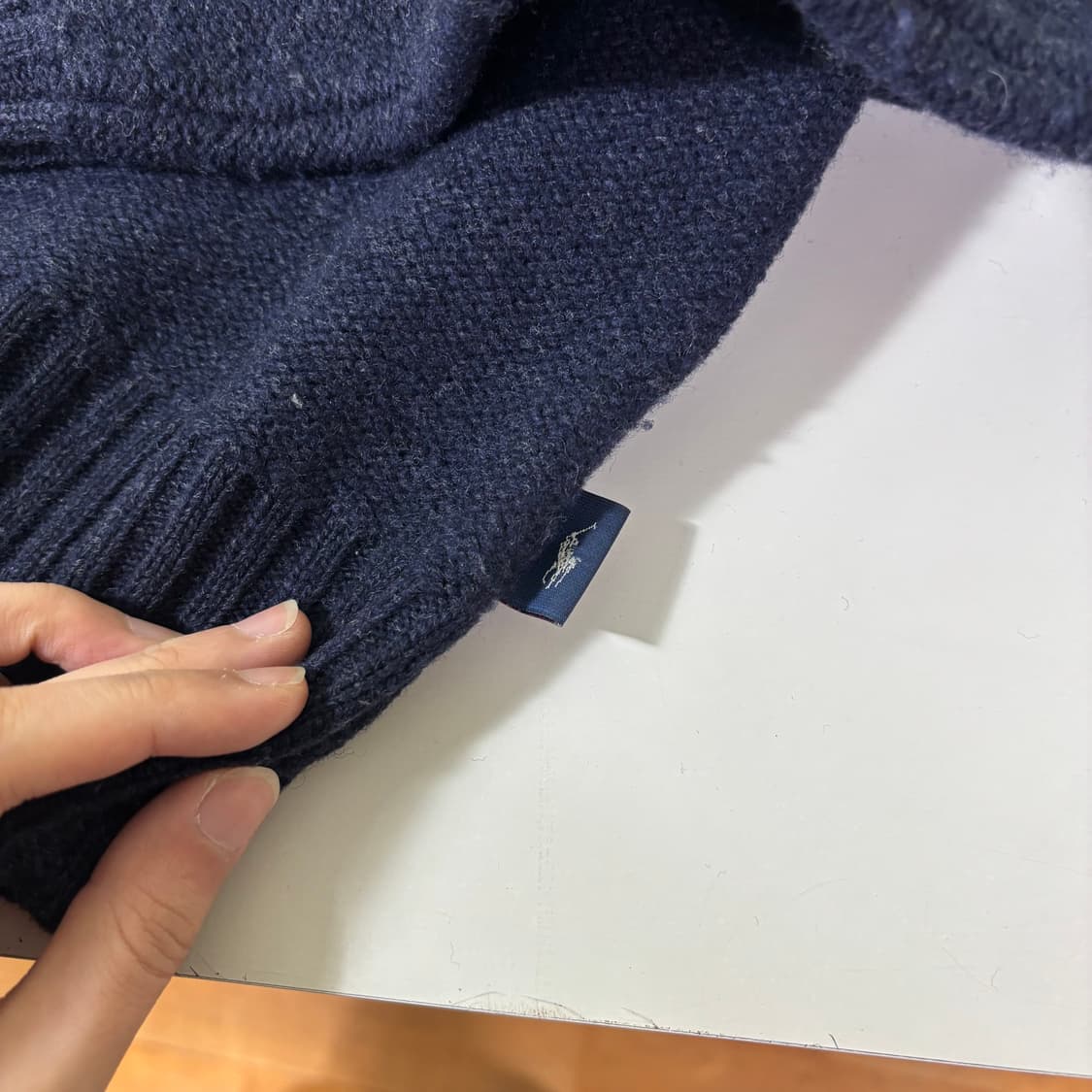 100 L 폴로랄프로렌 네이비 모100% 어깨패치 헨리넥니트 상품이미지3