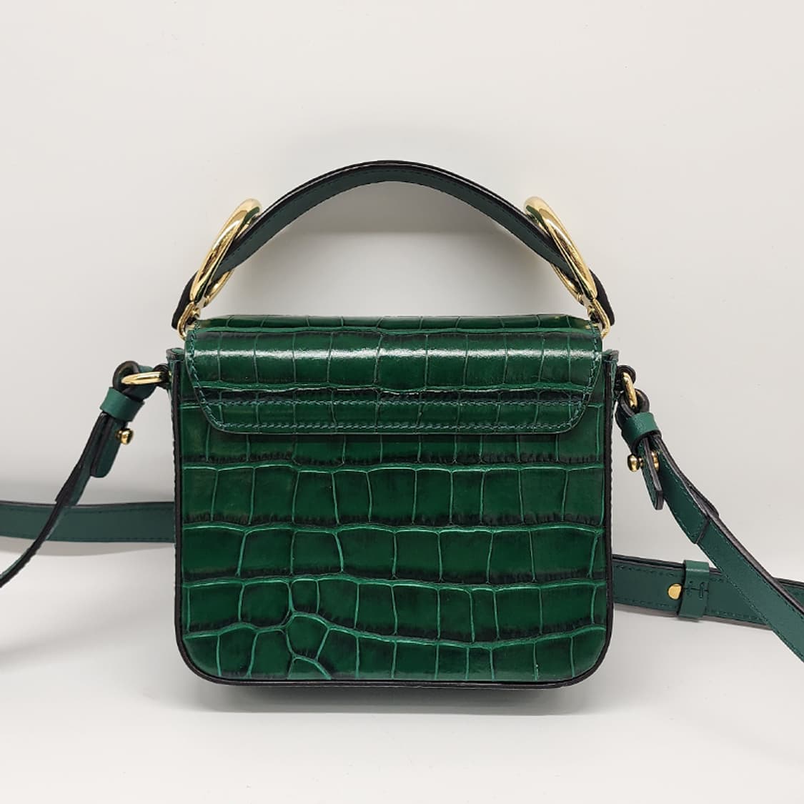 끌로에 C백 미니 크로커텍스쳐 토트 숄더백 그린 상품이미지3