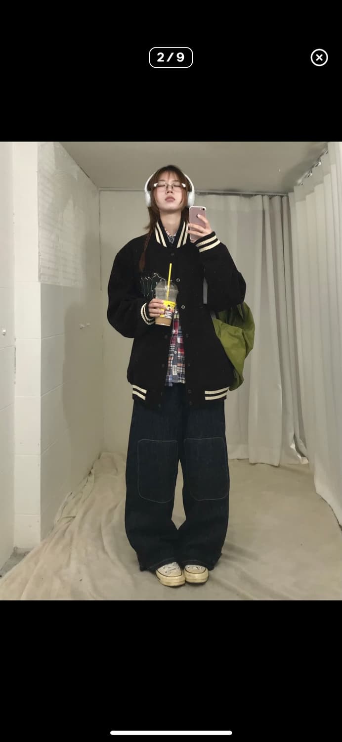 빈티지 딥브라운 바시티 자켓 상품이미지6