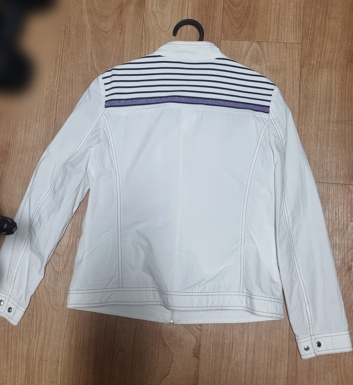 빈티지 여성 하트 스트라이프 면 자켓 레트로 상품이미지2