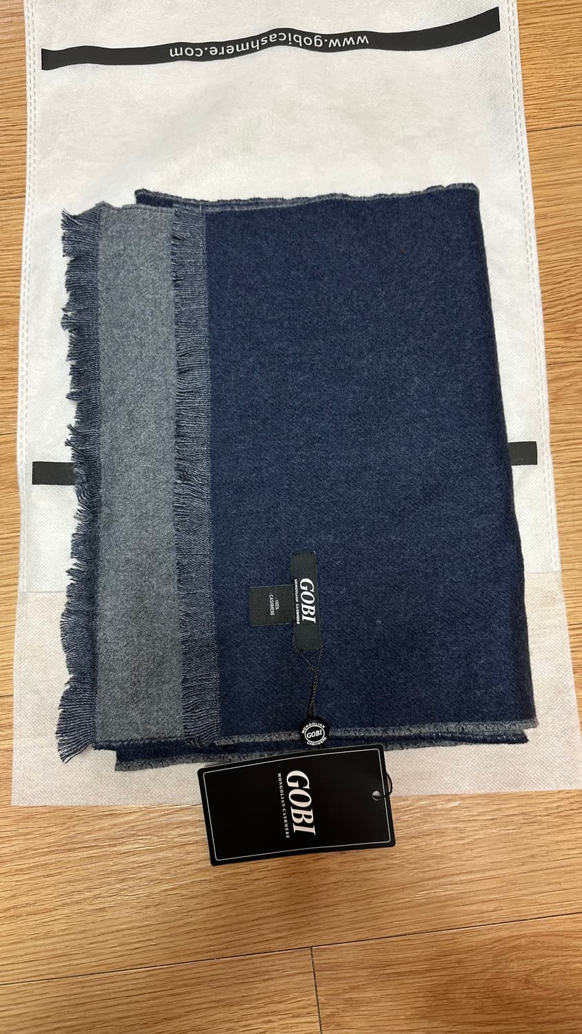 고비 캐시미어 머플러 스카프 목도리 네이비 새제품 170x30cm 상품이미지1