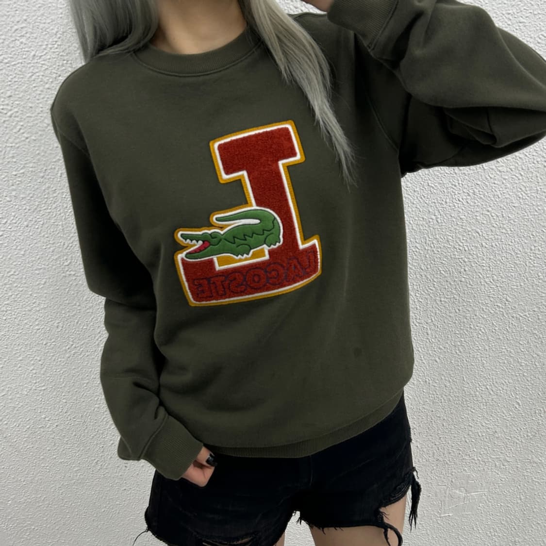 라코스테 빅 패치로고 딥카키 맨투맨 3 상품이미지1