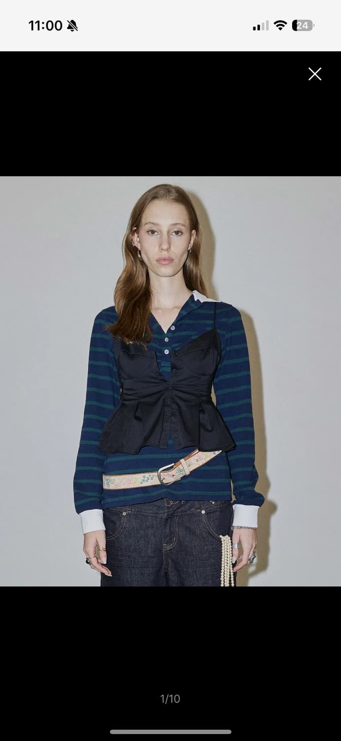 스컬프터 Shirring Tennis Shirt Stripe 상품이미지2