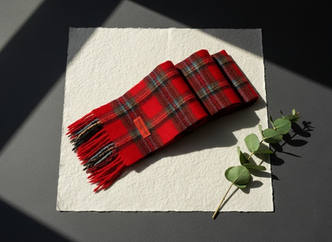 Charles Jourdan 샤를 쥬르당 레드 체크 울 머플러 상품이미지2