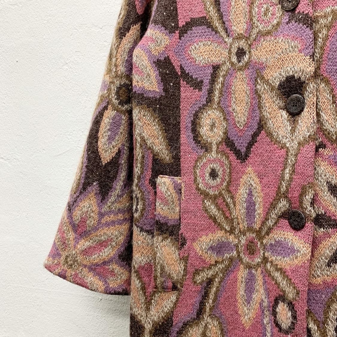 미쏘니 플라워 패턴 울 리버시블 브라운 퀼팅 코트 상품이미지5