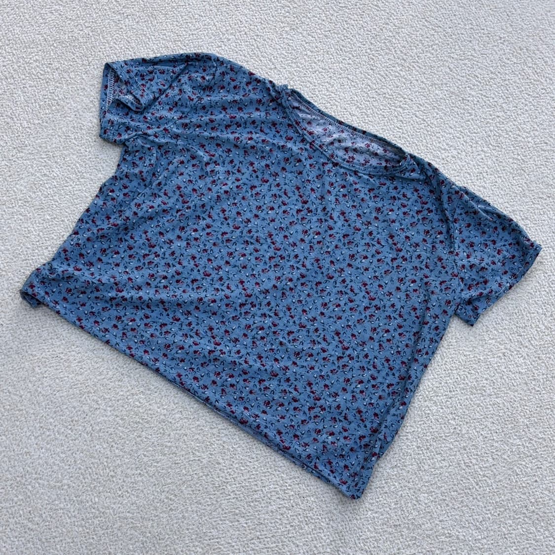 실측확인 빈티지 플라워 패턴 반팔 티셔츠 0401E 상품이미지1