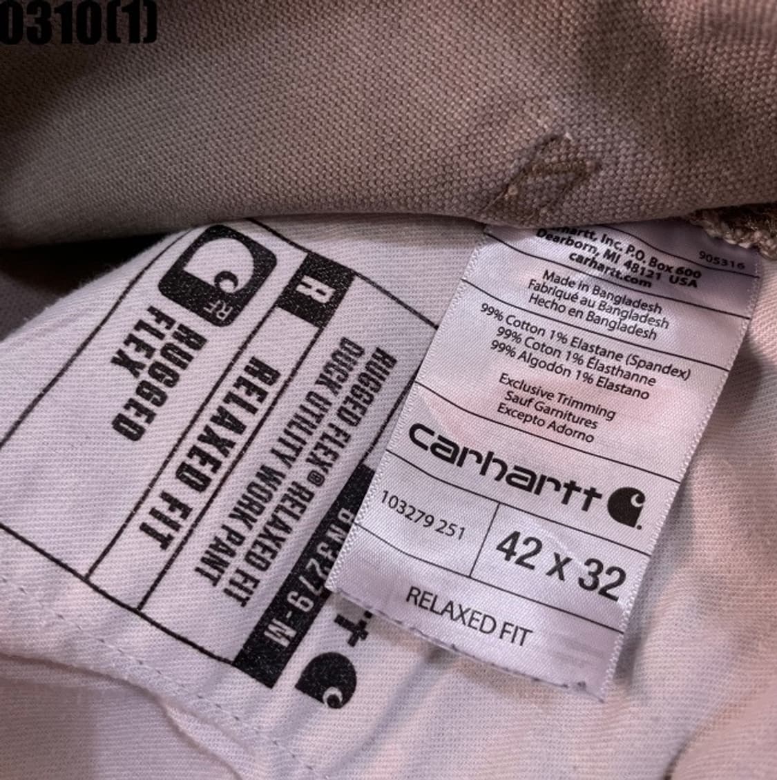 칼하트 면바지 42 상품이미지5
