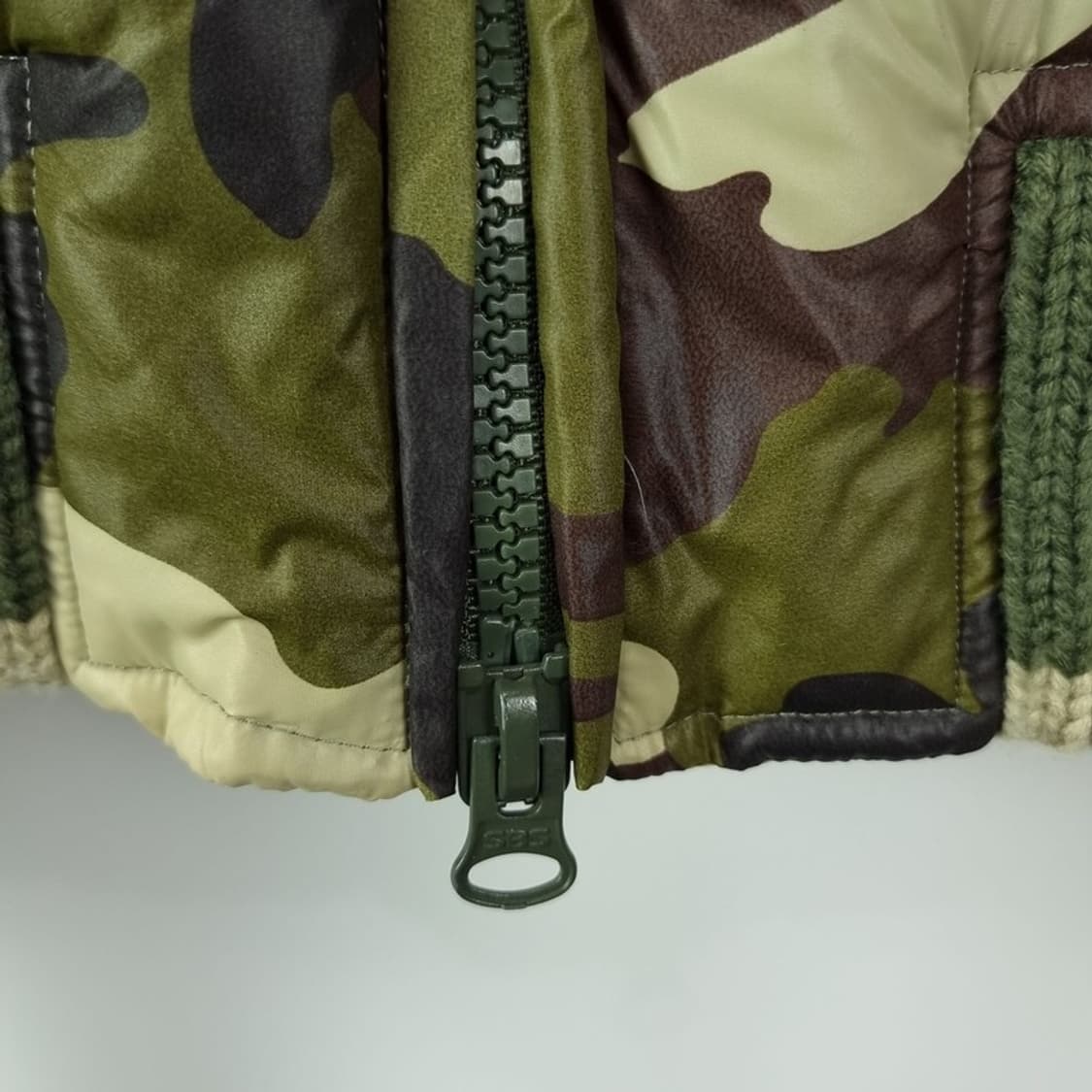 [일본빈티지] 카모 패턴 니트 패딩 집업 카키 M18022 상품이미지6