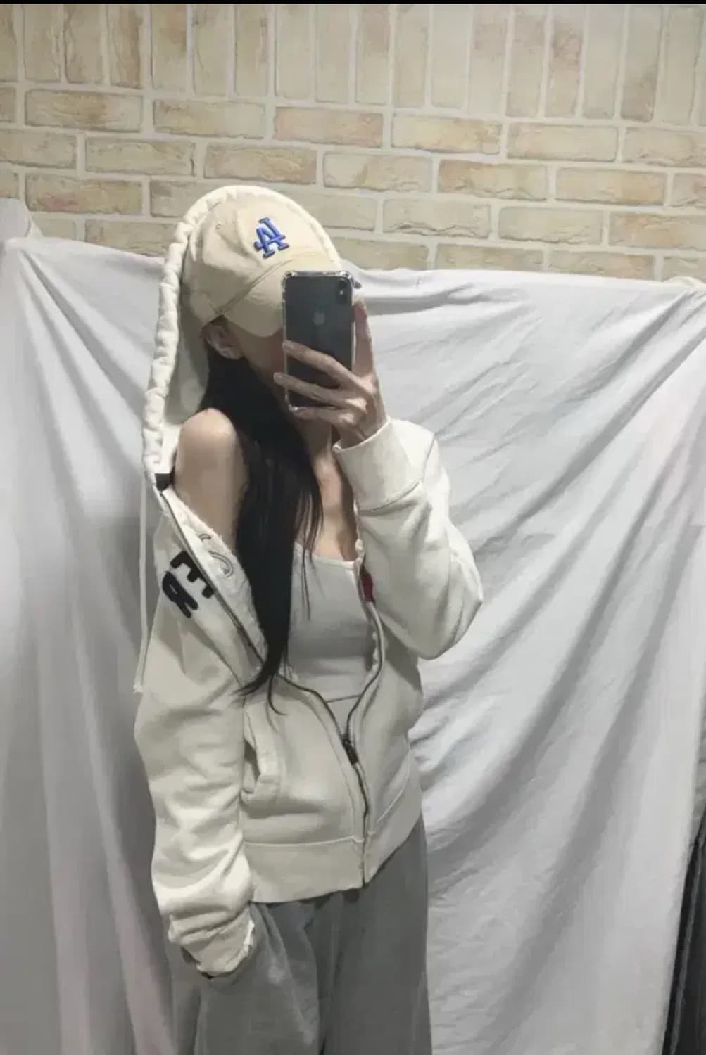 홀리스터 후드집업,S, 화이트 상품이미지1