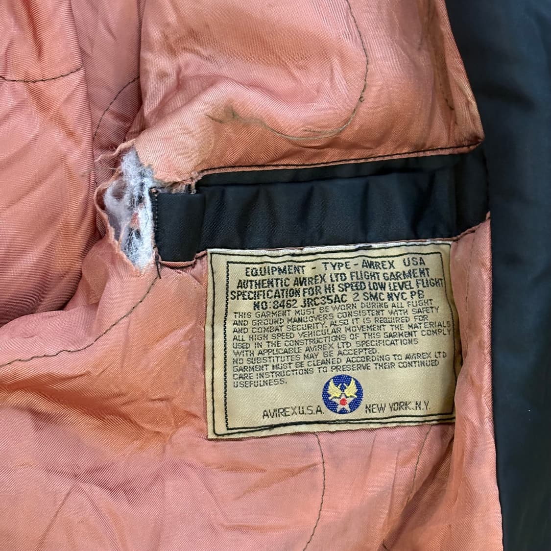 🇺🇸USA 아비렉스 CWU-45 미군 플라이트 자켓 IDEAL 지퍼 상품이미지7