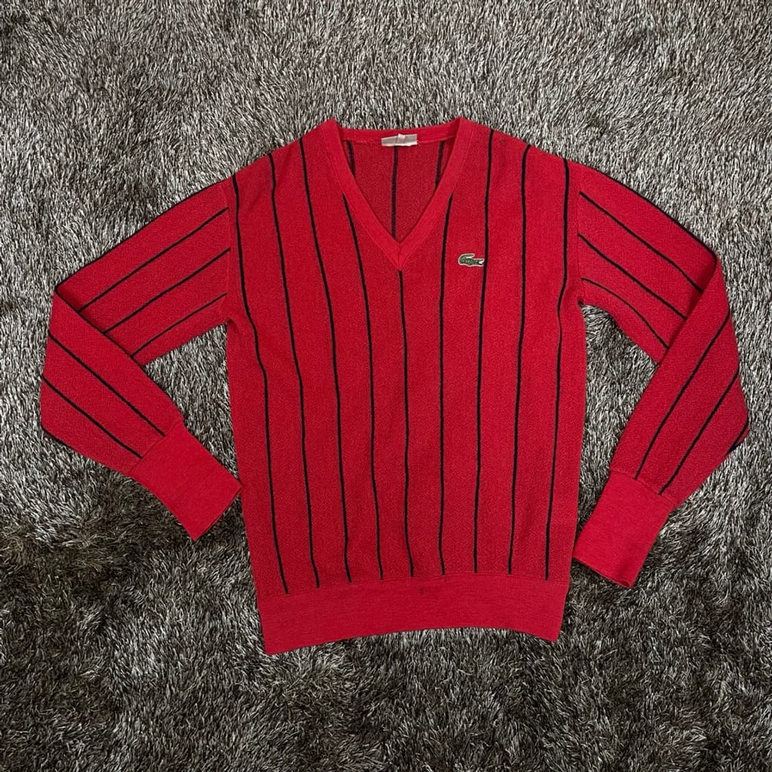 라코스테 LACOSTE 80s 스트라이프 브이넥 니트 95 상품이미지1